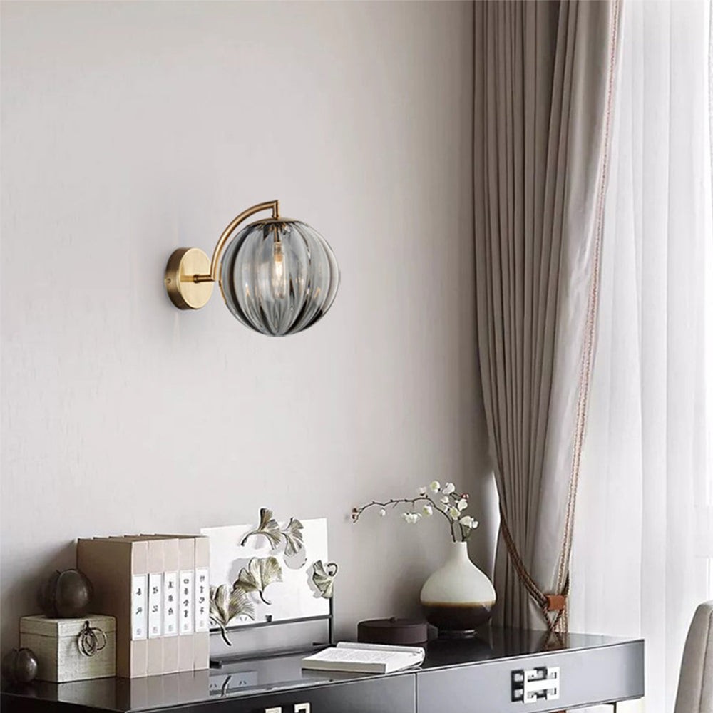 Moderne glazen veelkleurige bolvormige gouden lamppaal wandlamp HL697
