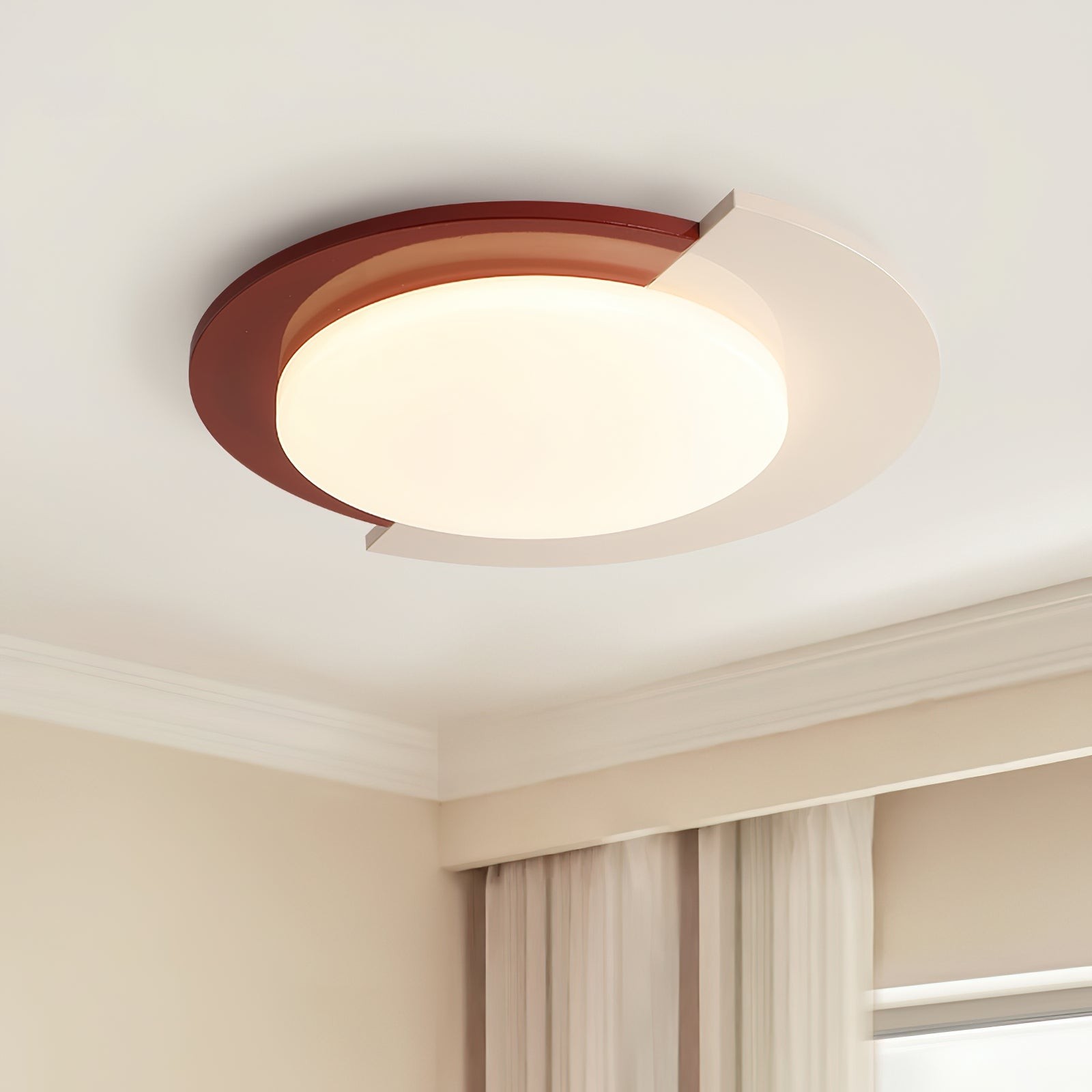 Rood-witte ronde plafondlamp HL755