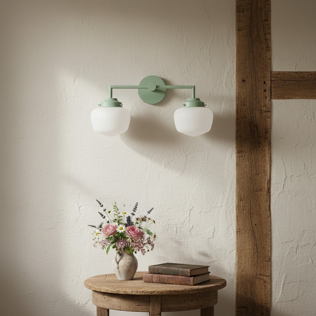 Opaalglazen wastafellamp - Vintage geïnspireerde badkamerwandverlichting HL1666