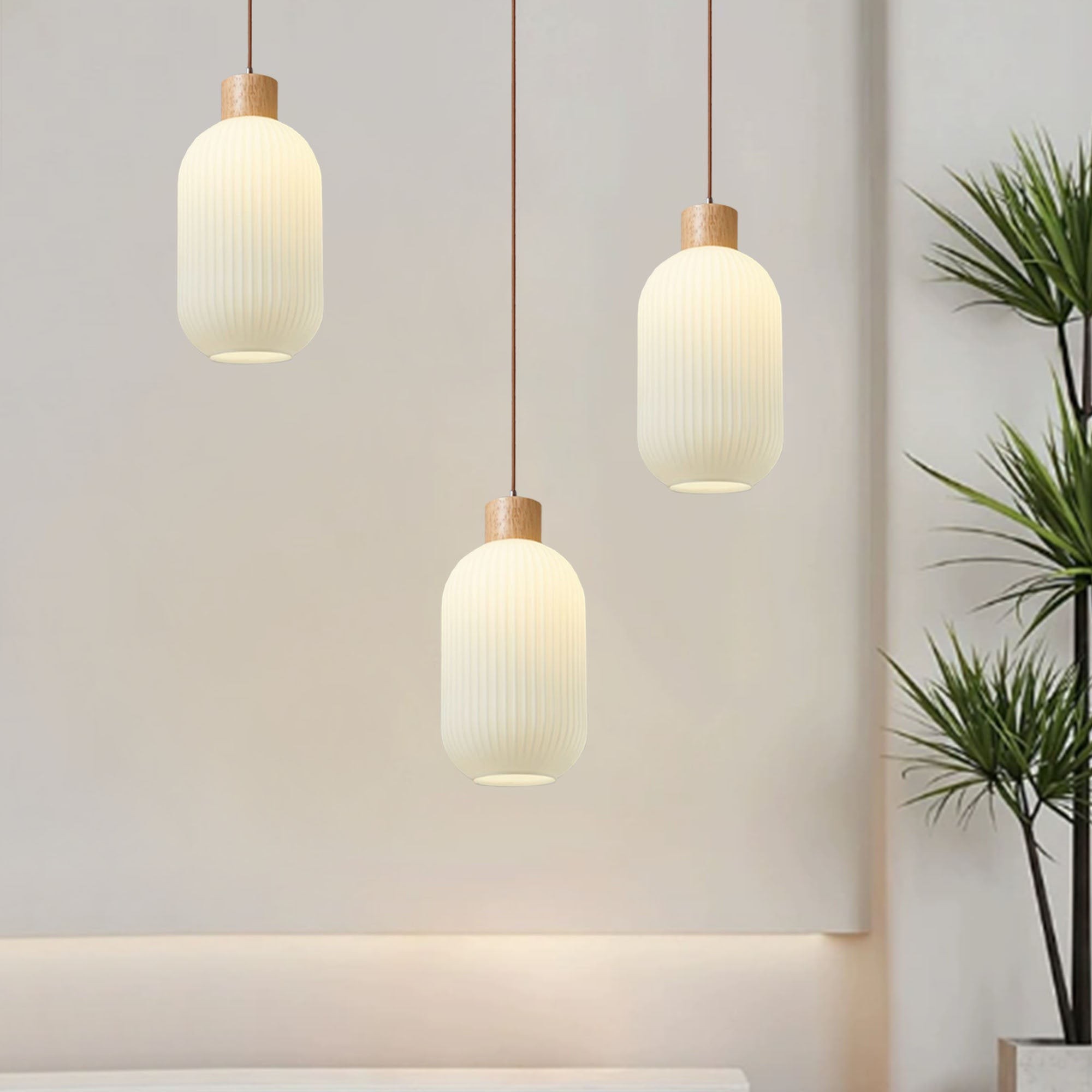 Nordic witte lantaarnachtige glazen hanglamp HL666