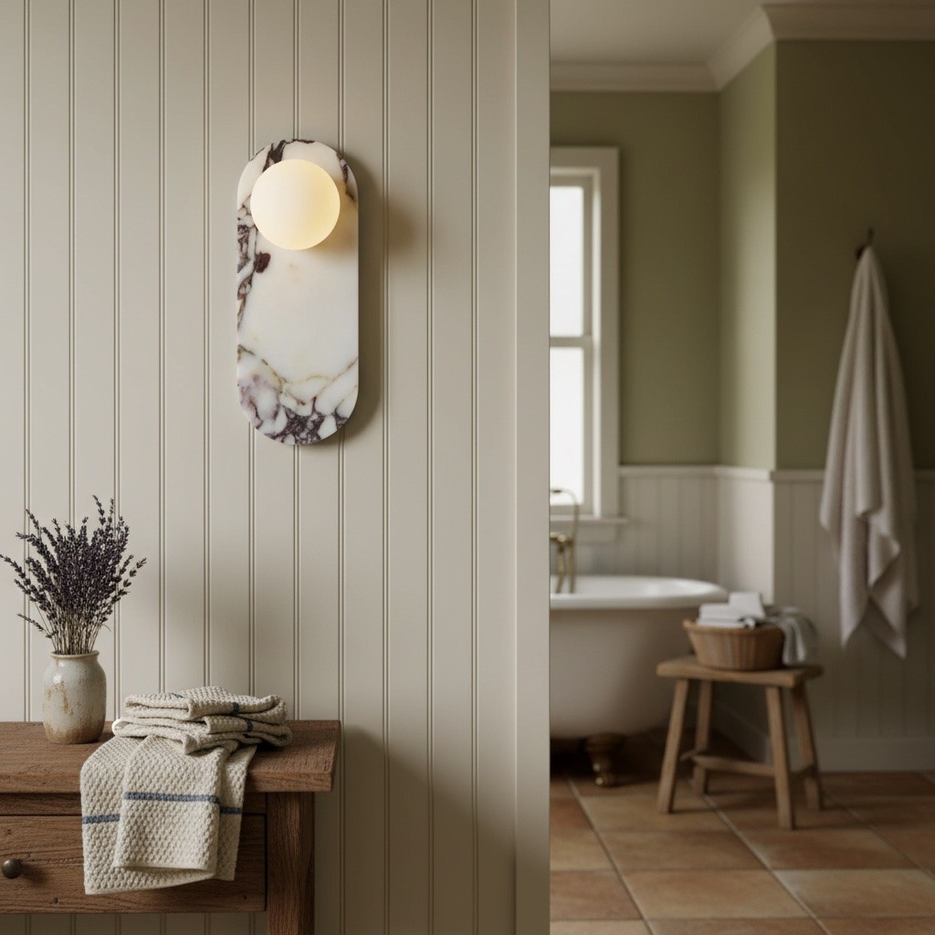 Vinbrea Moderne Accent Wandlamp – Marmeren Behuizing voor Woonkamer of Slaapkamer HL2533