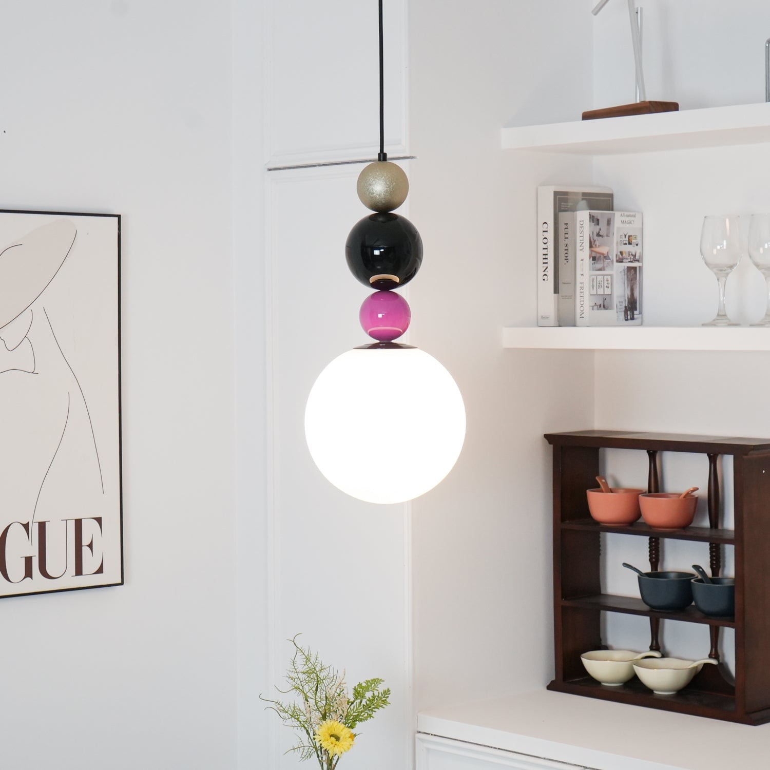 Ronde ballen stapelbare roze hanglamp HL761