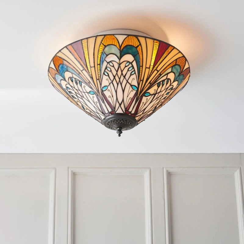 TF Hector Plafondlamp - Handgemaakt glas-in-lood design, half-inbouw of hanglamp voor thuis HL2217