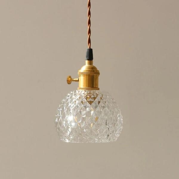 Antiek helder geribbeld glas Slaapkamer keuken hanglamp HL48