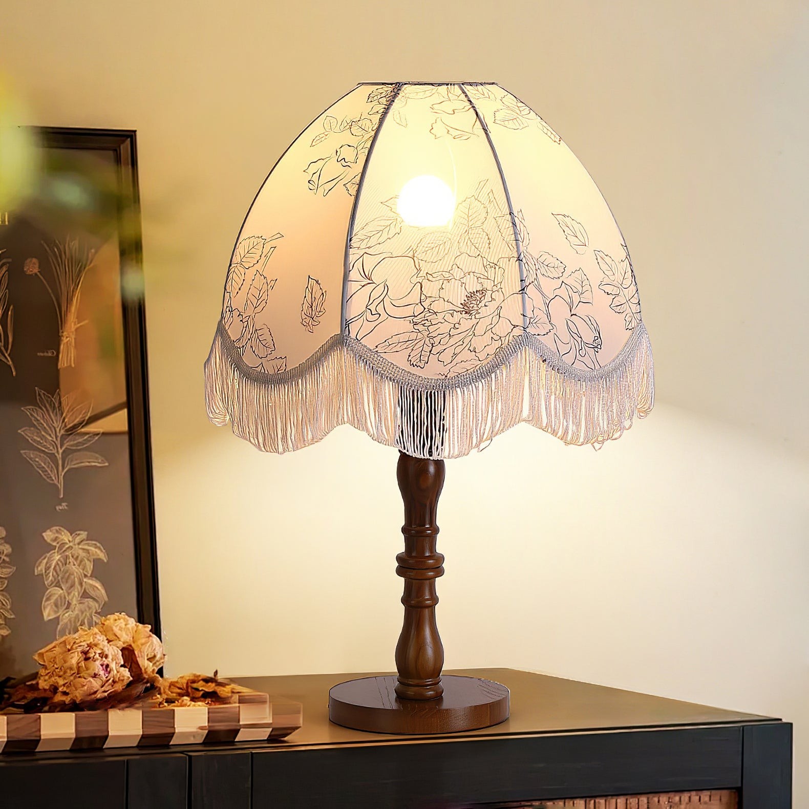 Luxe bedrukte kwast tafellamp HL802