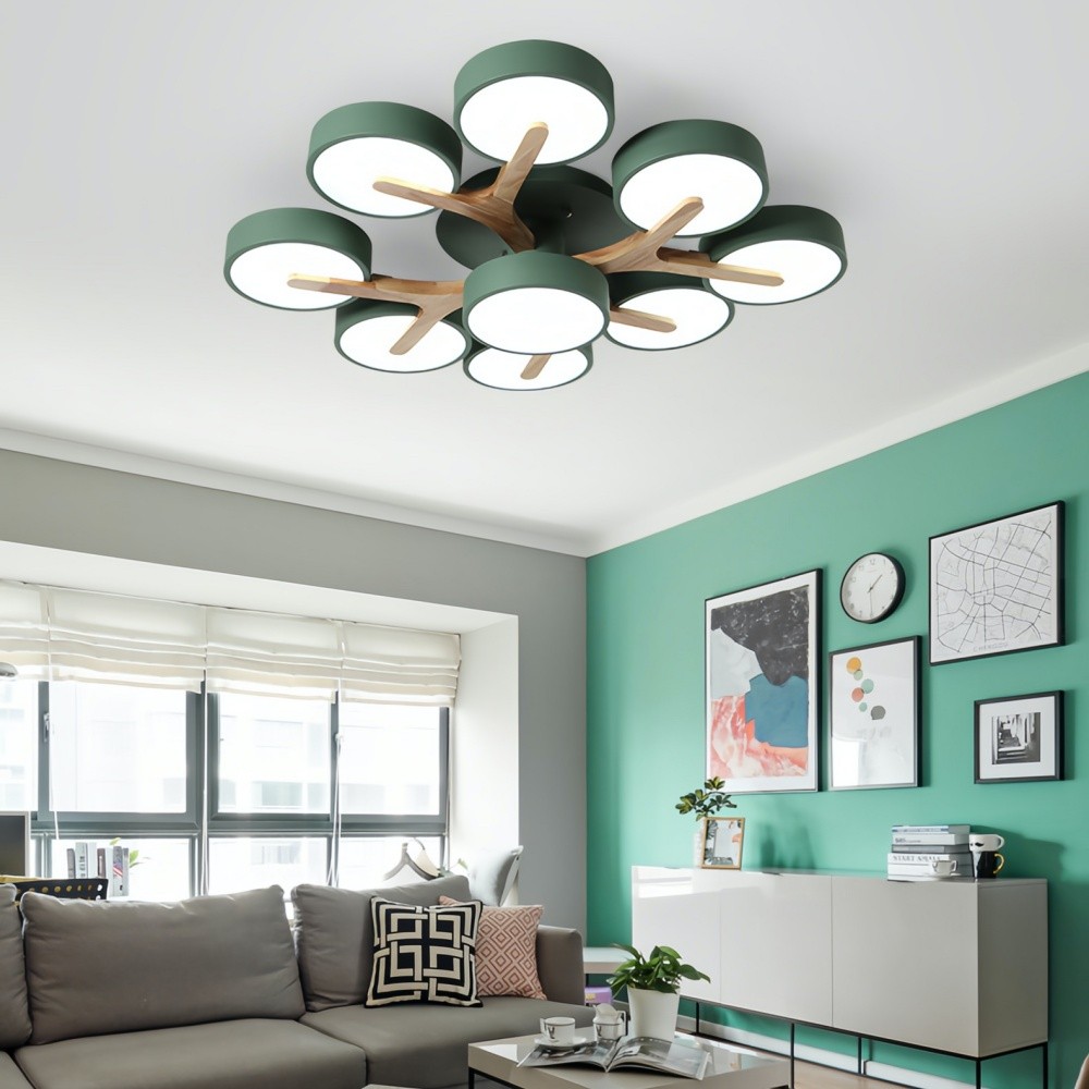 Nordic Disc Wood Plafondlamp - LED Semi-Flush Mount voor Slaapkamer HL1353