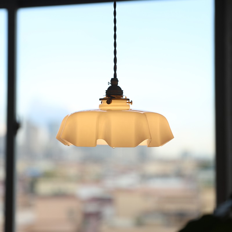 Retro Glazen Bloem Crème Hanglamp HL183