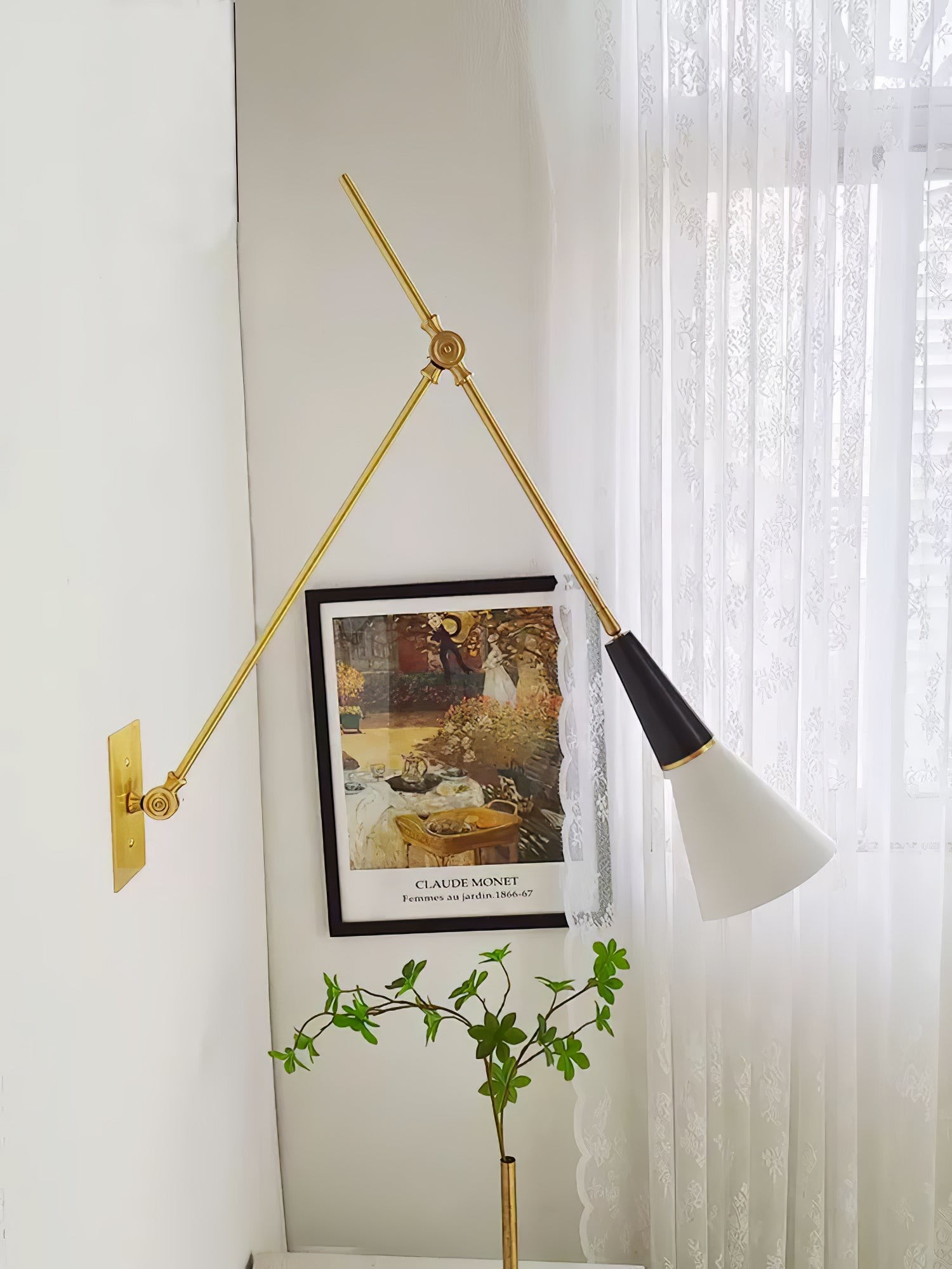 Vintage metalen verstelbare wandlamp met zwenkarm HL966