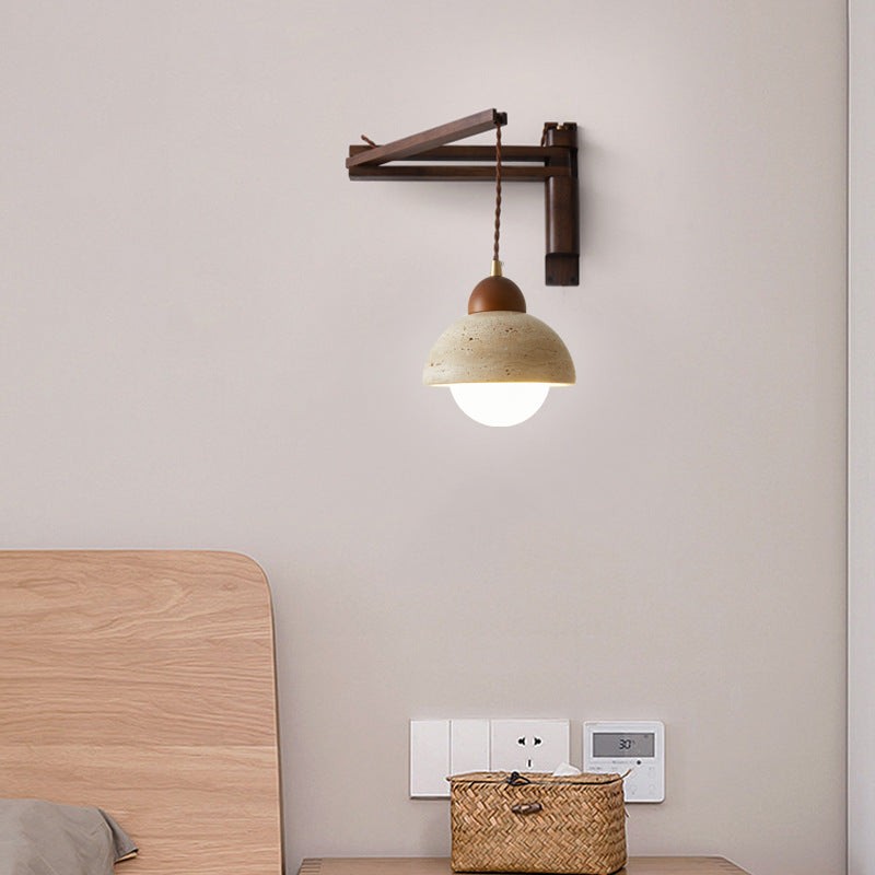 Traditionele Japanse houten travertijn bolvormige intrekbare opvouwbare wandlamp HL1111