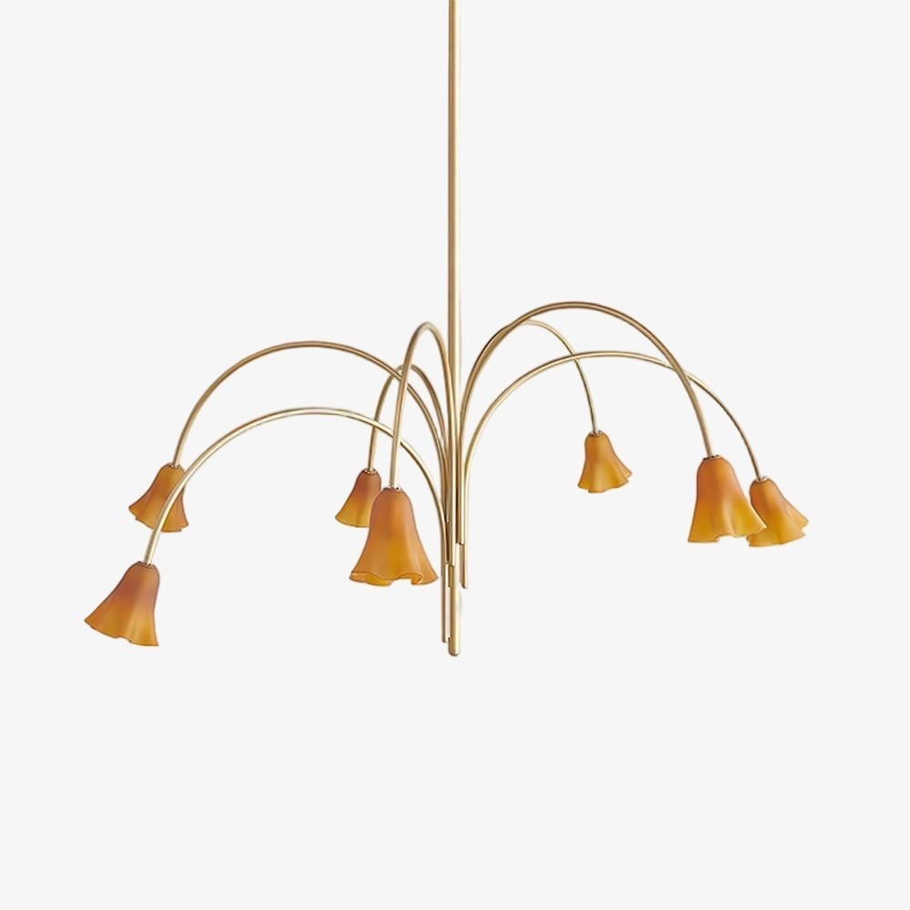 Bellina moderne romantische kroonluchter - botanisch lelie-ontwerp met glazen bloemen HL1642