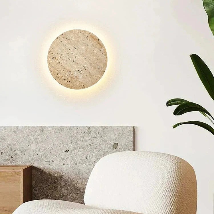 Travertijn stenen ronde wandlamp HL1270