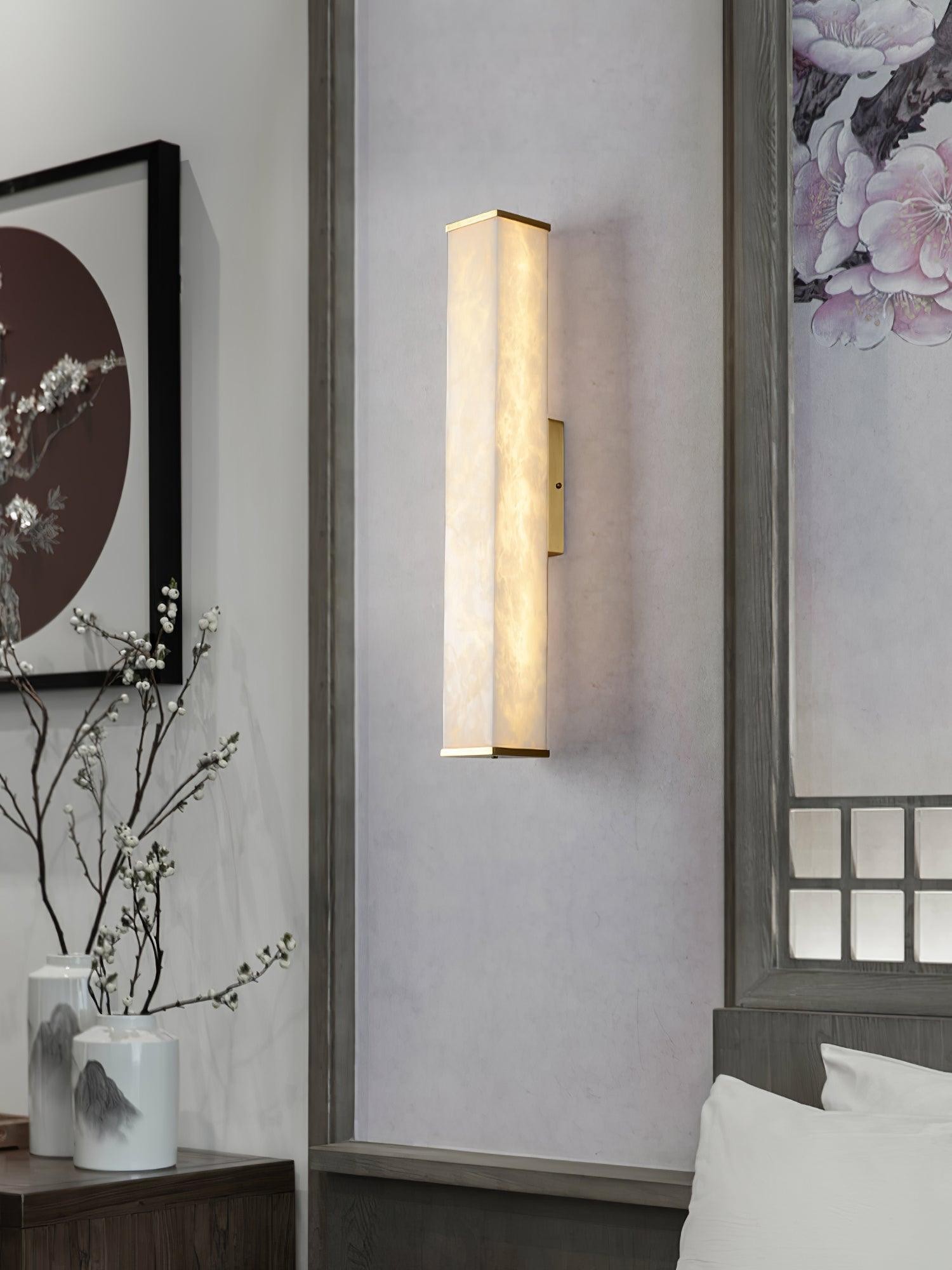 Kubusvormige albasten wandlamp HL2951