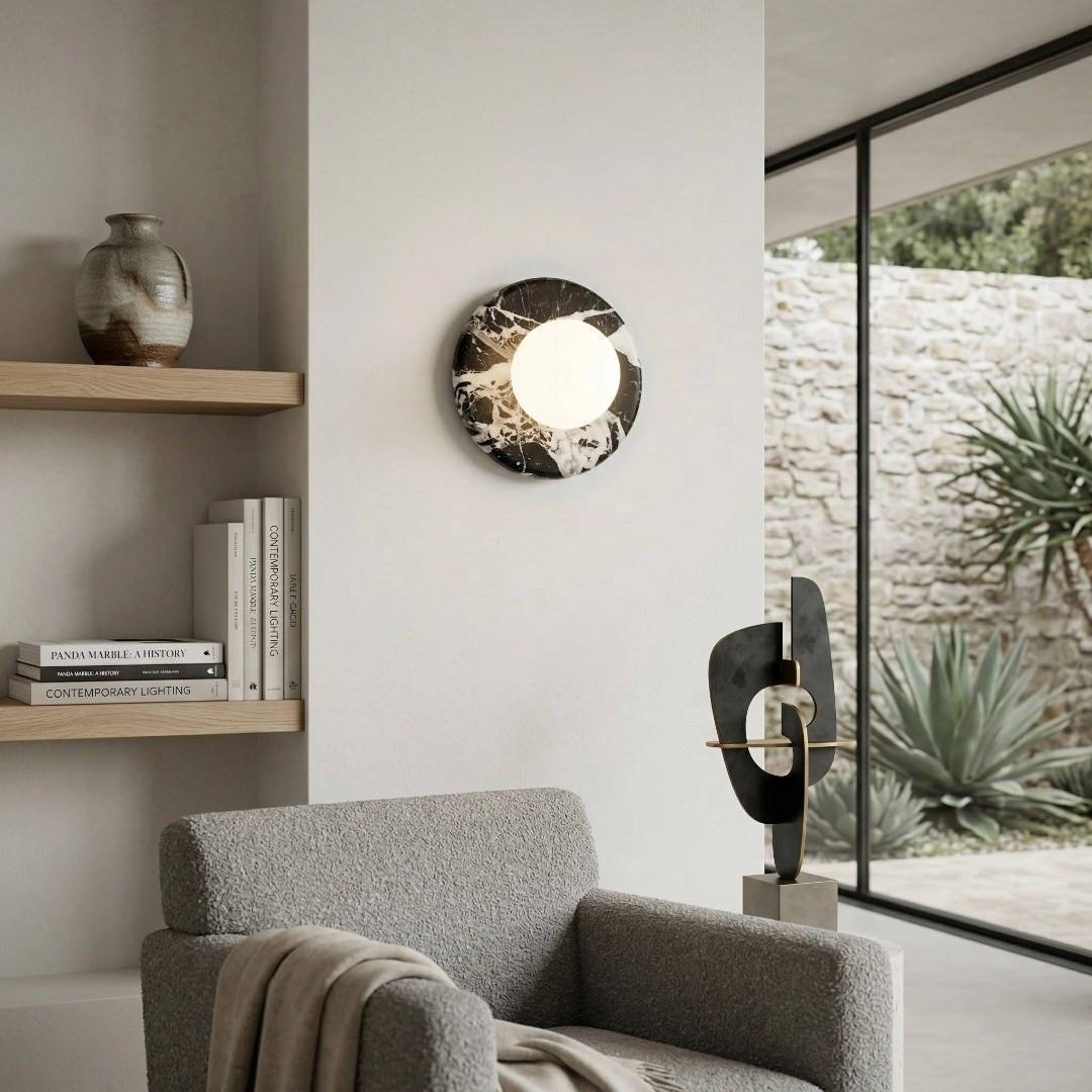 Oria moderne vierkante of ronde jade wandlamp met albasten kap voor slaapkamer of badkamer (HL2552)