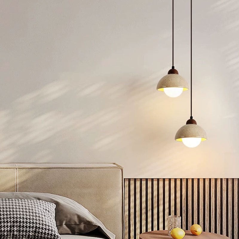 Traditionele Japanse Travertijn Houten Hanglamp HL869