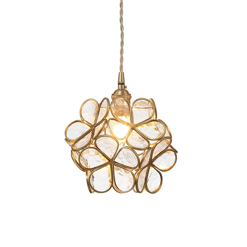 Romantische handgeblazen glazen bloemblad hanglamp HL47