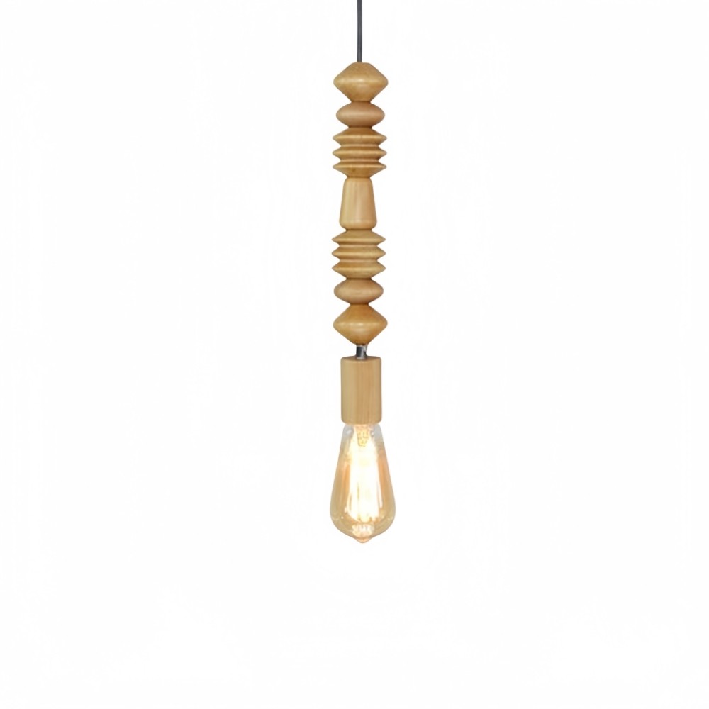 Hanglamp met Houten Kralen - Retro Snoerlamp voor Woonkamer HL1063