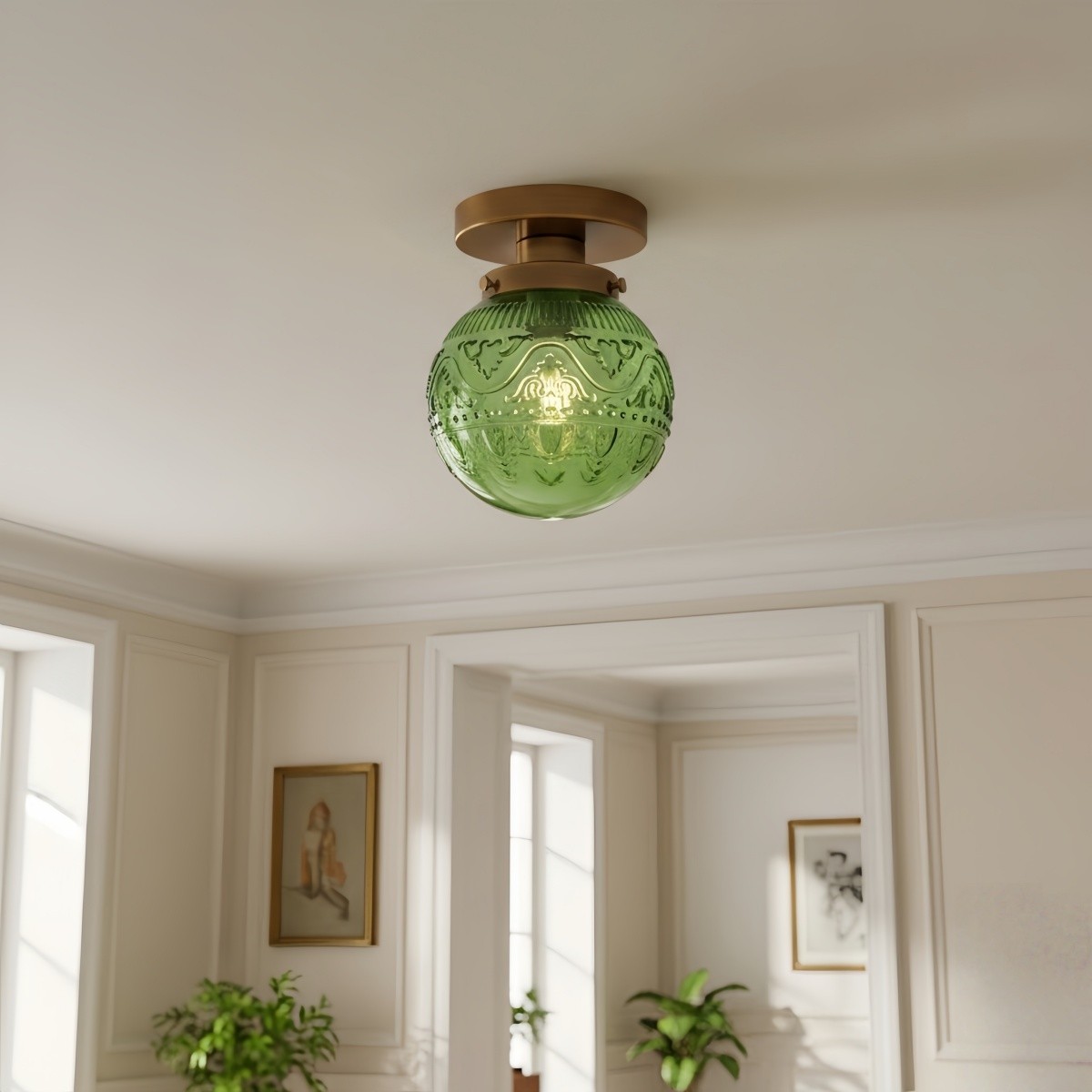 Naveliro Bolvormige Glazen Plafondlamp - Tijdloos Design voor Woonkamer en Keuken HL2423