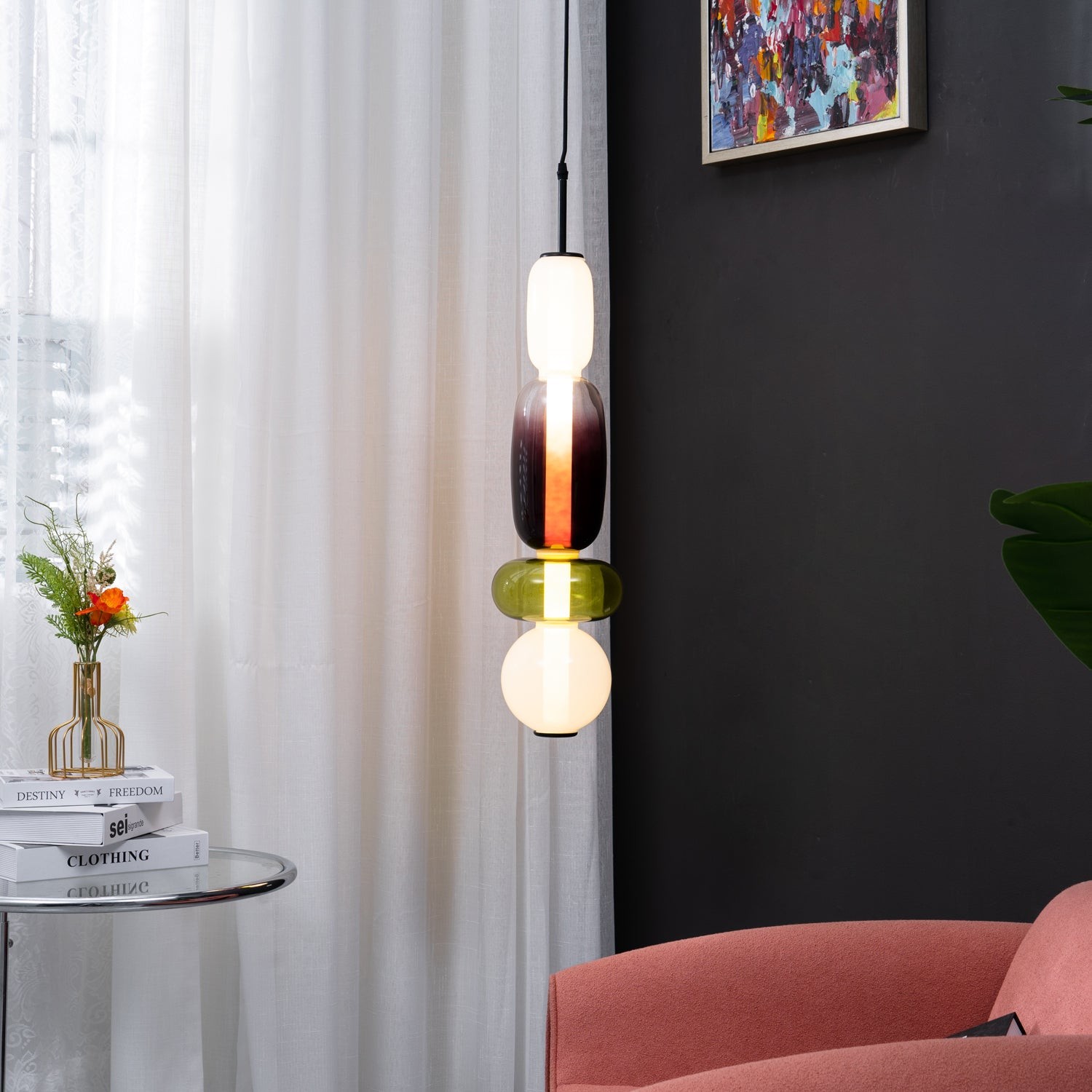 Noordse Hanglamp Van Gebrandschilderd Glas HL299