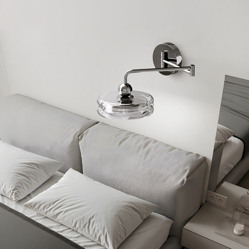Moderne Scandinavische ronde glazen wandlamp met wiparm en LED-verlichting HL1106