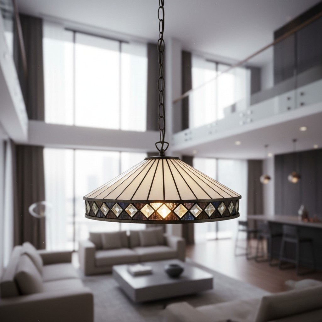 TF Fargo hanglamp - Verlichting in Tiffany-stijl met een Art Deco kap en verstelbare ketting HL2165