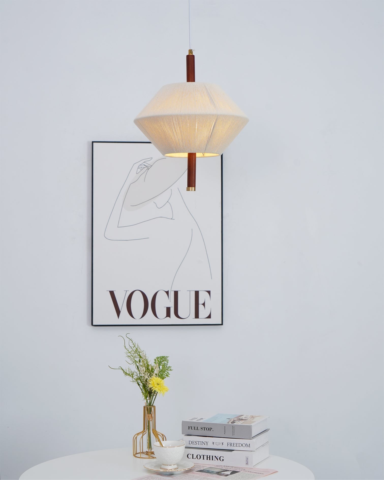 Japanse Wabi-Sabi-stijl geweven stoffen hanglamp HL880