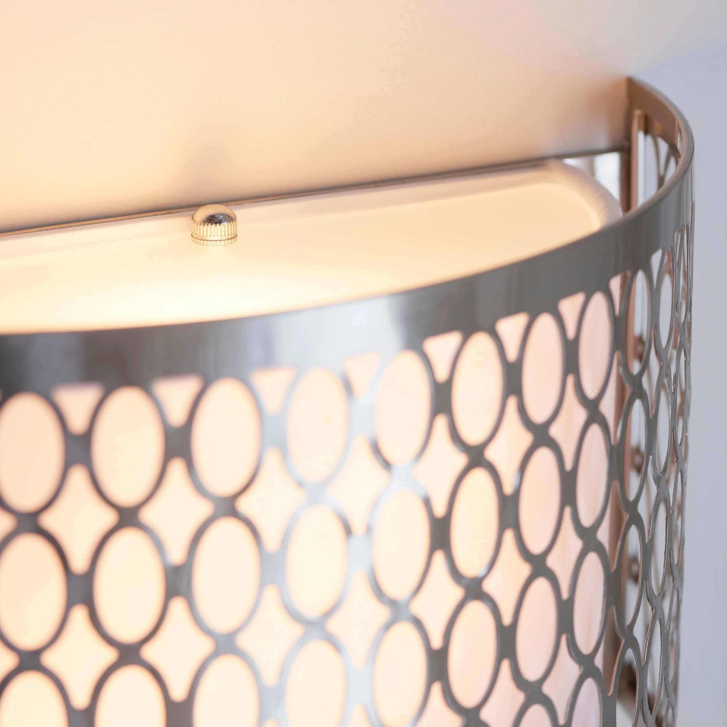 Liorin Fretwork wandlamp - Moderne gebogen metalen en stoffen kap wandlamp voor hal of slaapkamer HL2192