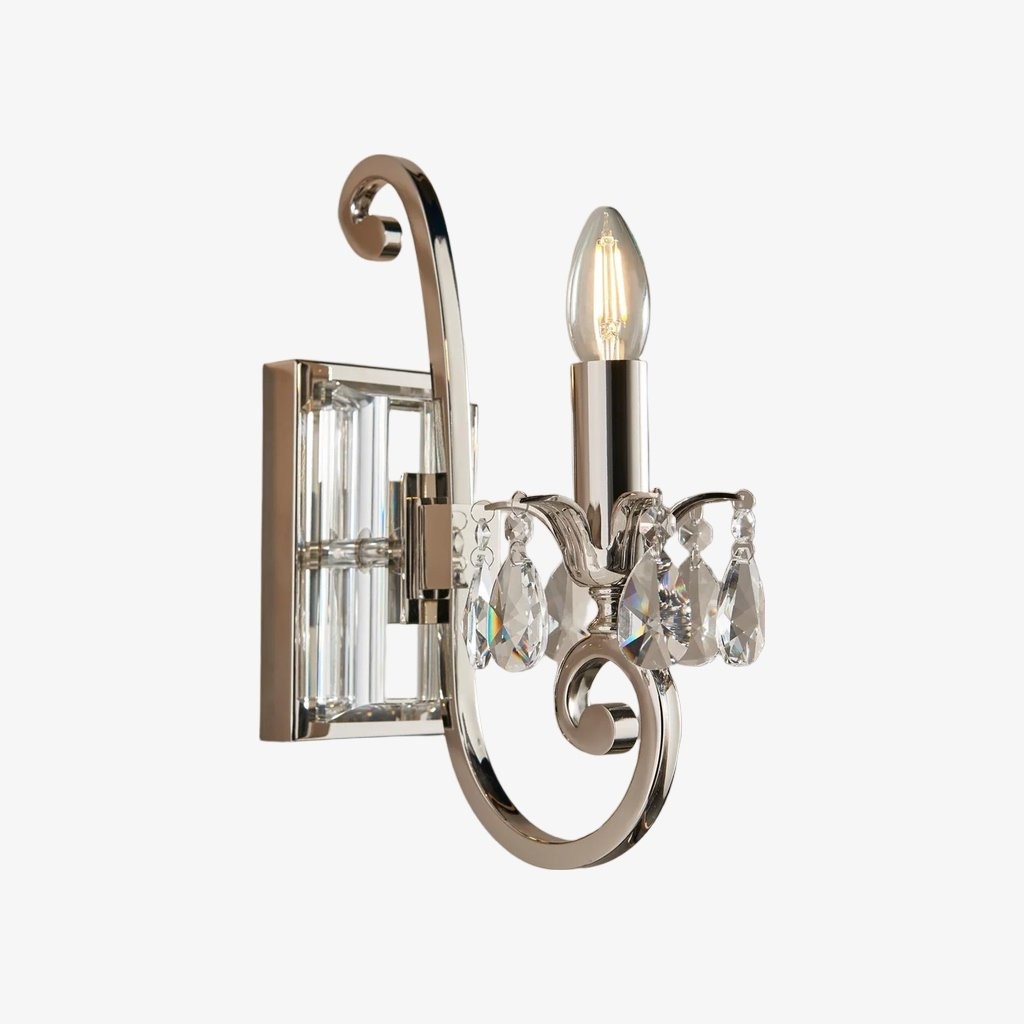 Talonis Crystal Accent Wandlamp - Gebogen Chromen Arm Design voor Woonkamer en Hal HL2180