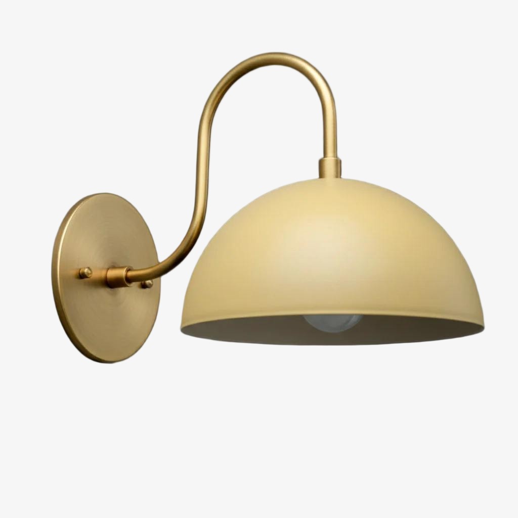 Curva Metalen Industriële Wandlamp - Gebogen Messing Arm - Gehamerde Koepellamp HL1770