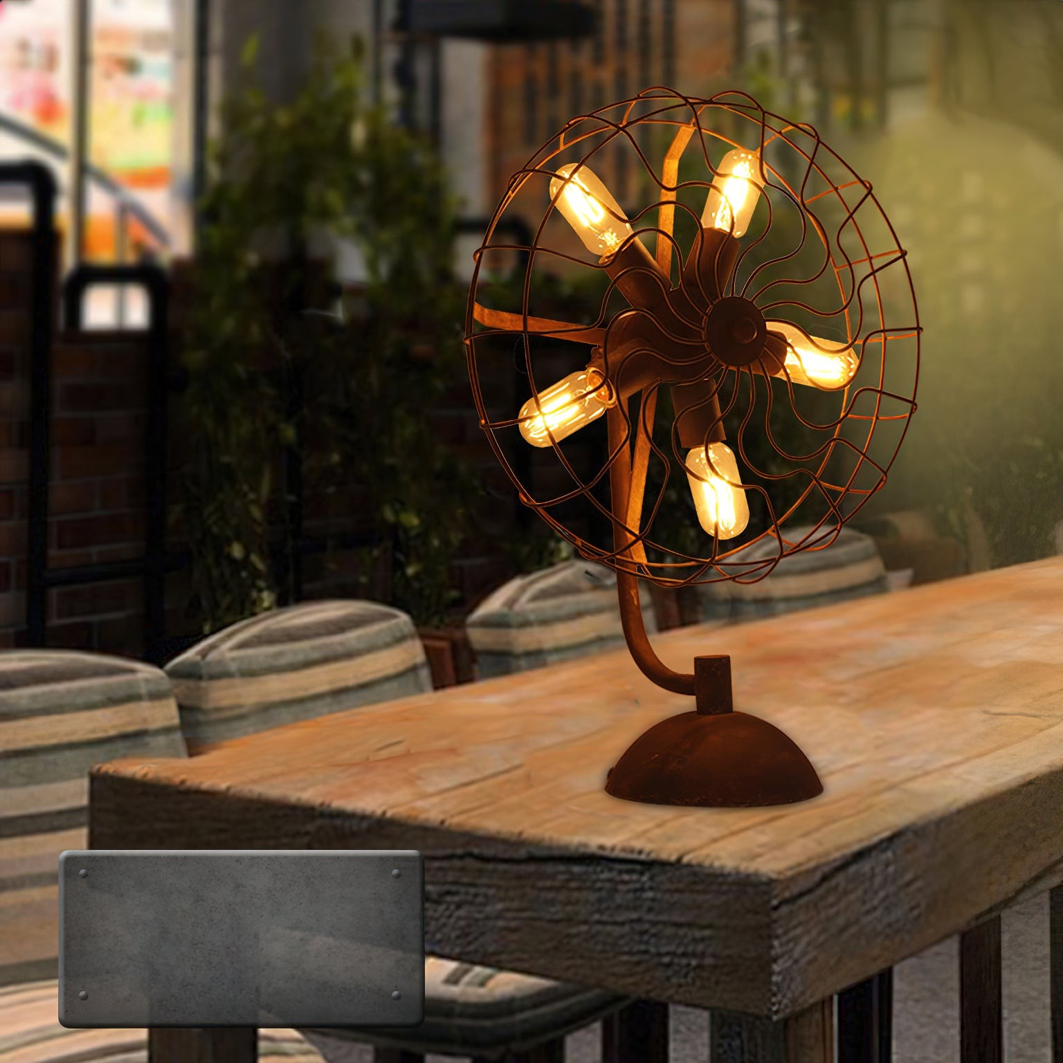 Tafellamp in ouderwetse stijl met ventilator HL3017