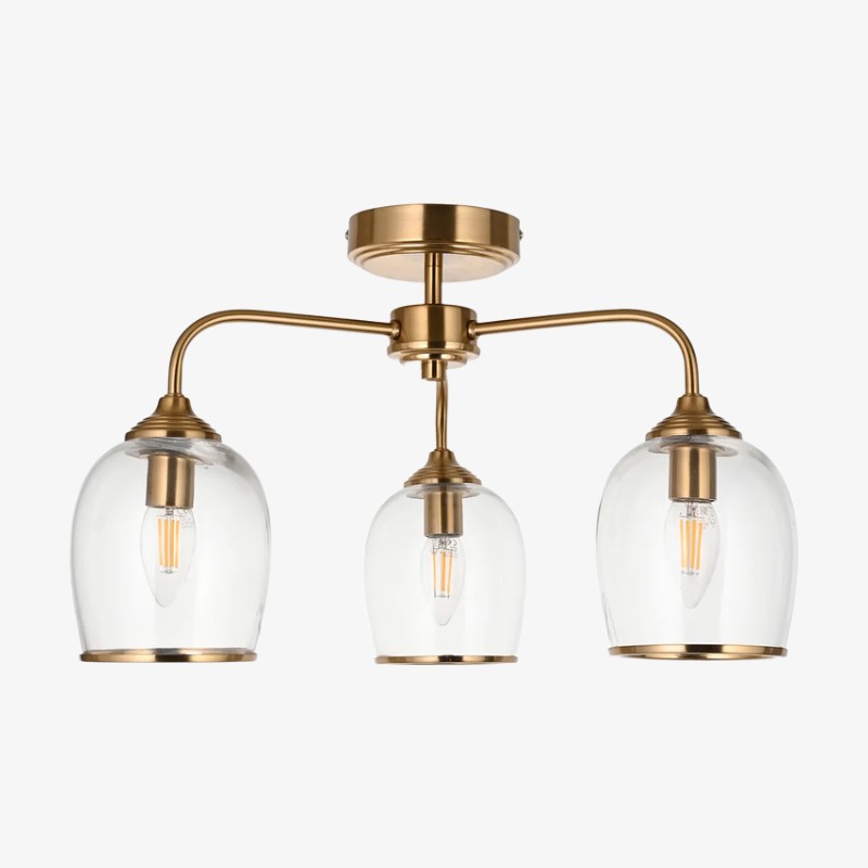 Brazara hanglamp met meerdere lichtpunten en glazen kap - gebogen metalen armen voor moderne woningen HL2079