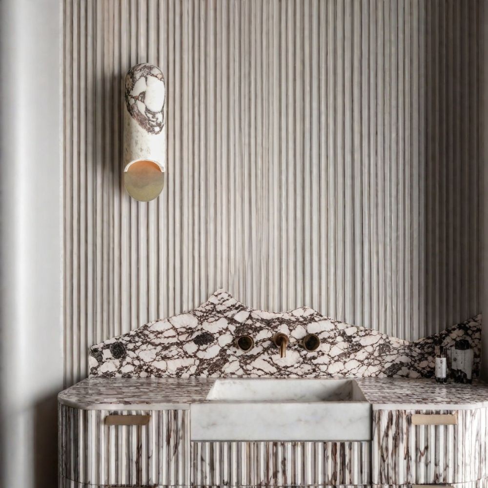 Capsule Wandlamp - Ovaal Travertijn en Marmer Design HL1049