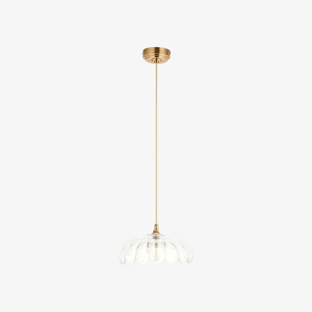 Floriaxis Hanglamp met bloemenmotief en glazen kap - Glazen kap met bloemenmotief en gevlochten kabel voor keuken of eetkamer
