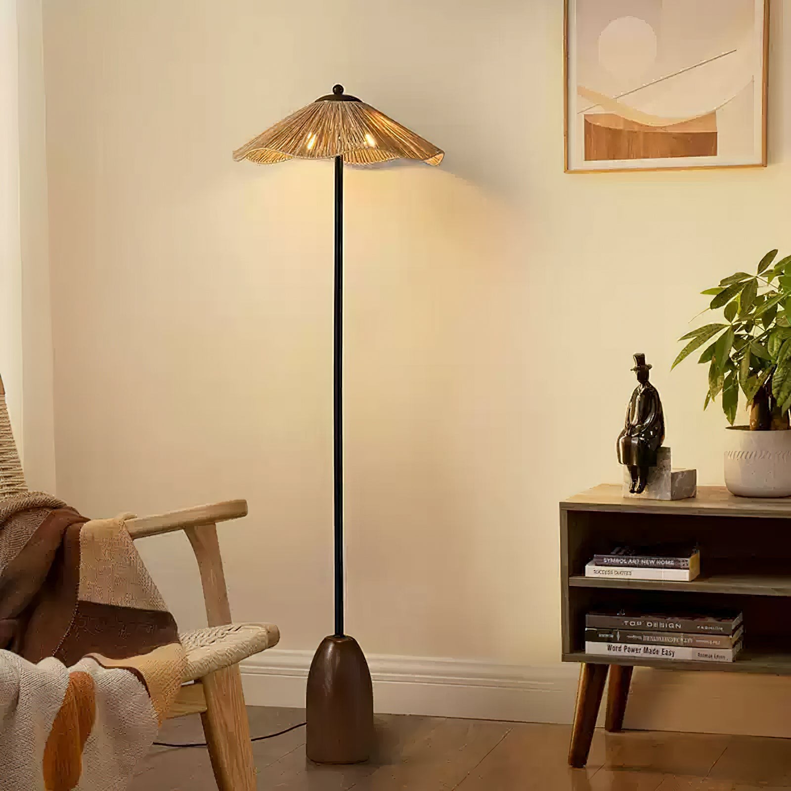 Retro strohoed vloerlamp HL1184