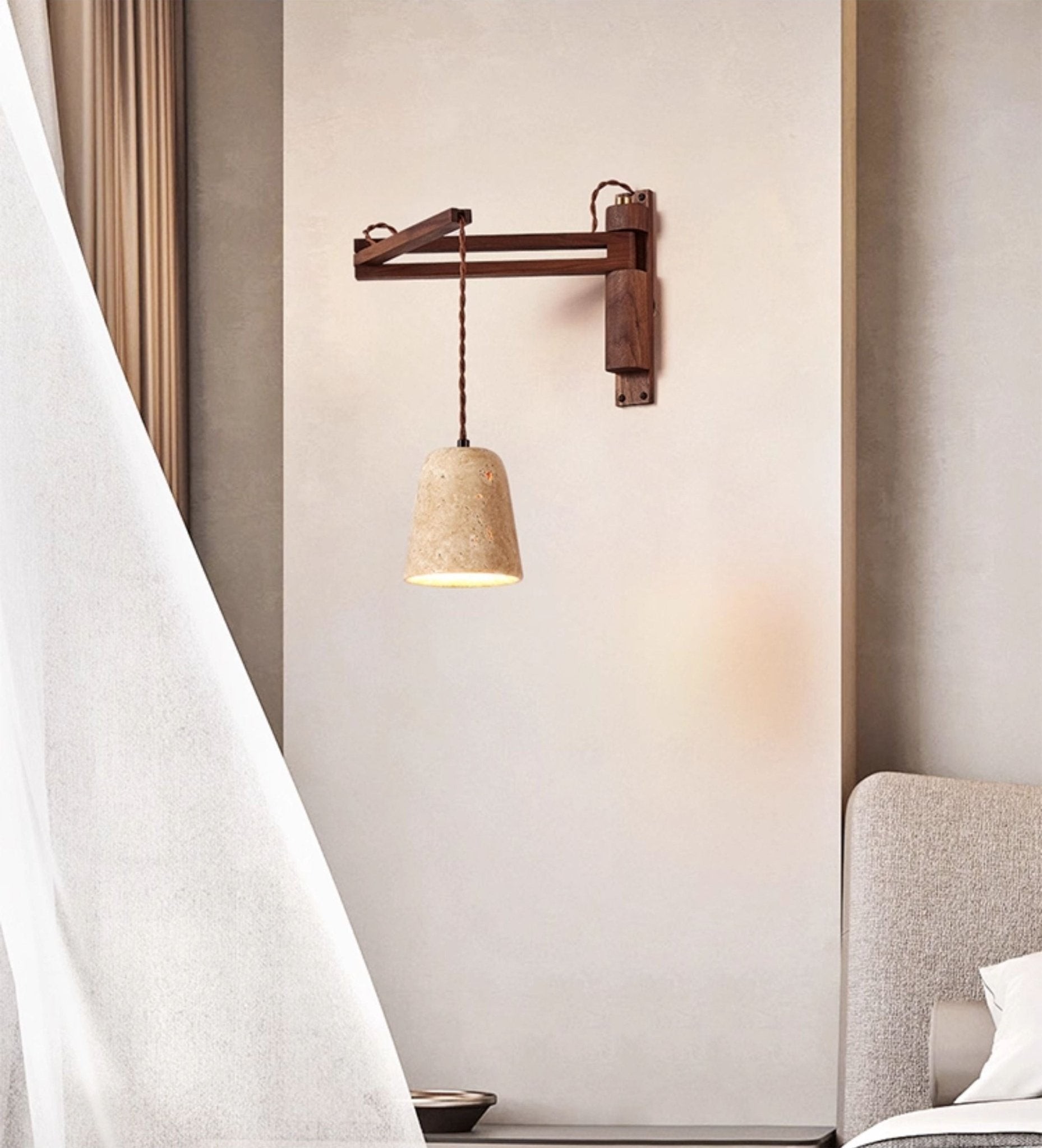 Verstelbare travertin koepel wandlamp HL2935