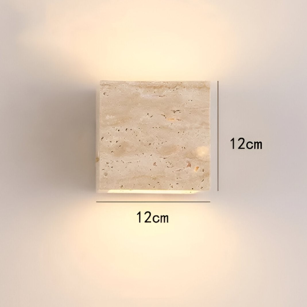 Minimalistische LED-wandlamp voor buiten van travertijnsteen HL1278