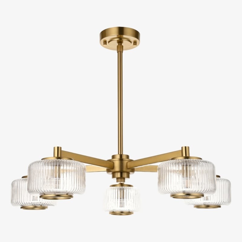 Canovus plafondarmatuur met geribbeld glas - Industriële metalen woonkamerlamp HL2226