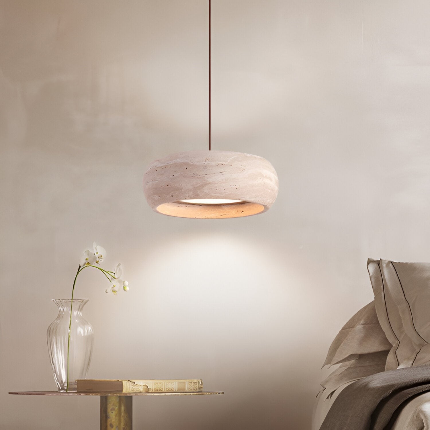 Hanglamp HL3487 in Wabi Sabi-stijl met travertijnsteen