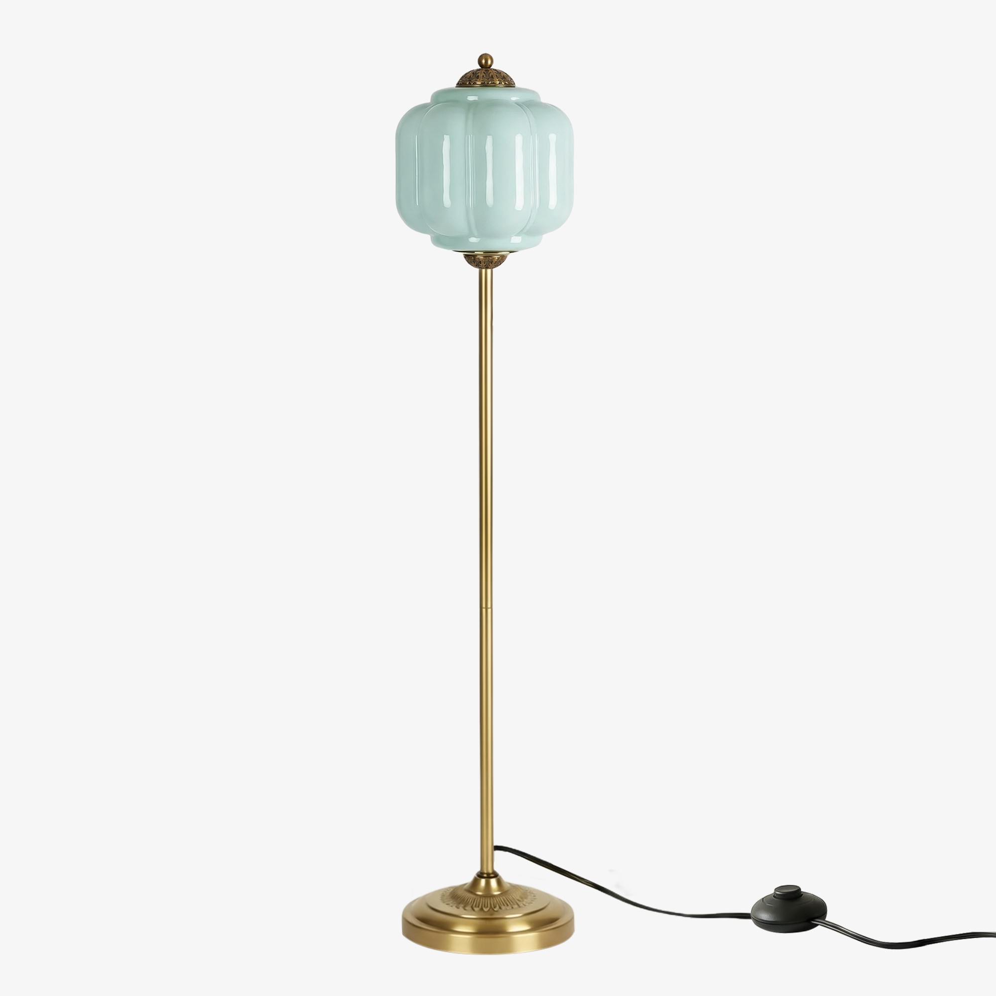 Eloise Vloerlamp van getextureerd glas in pompoenvorm - Organisch artistiek ontwerp en retrostijl voor de woonkamer HL2510