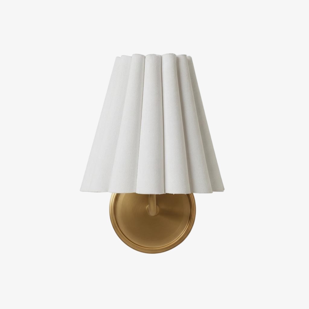 Ruffmeto stoffen wandlamp – met geplooide details op een sculpturaal metalen frame voor studeerkamer of hal HL2279
