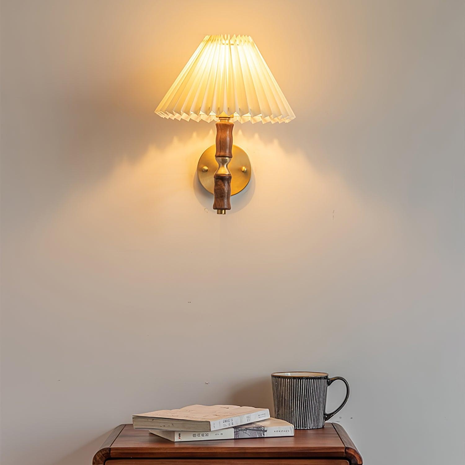 Japanse Retro Walnoot Sfeer Wandlamp Voor Slaapkamer HL807