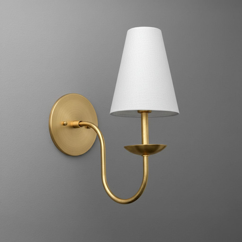 Curva Metalen Witte Linnen Wandlamp - Klassieke Messing Wandlamp voor Slaapkamers HL1760