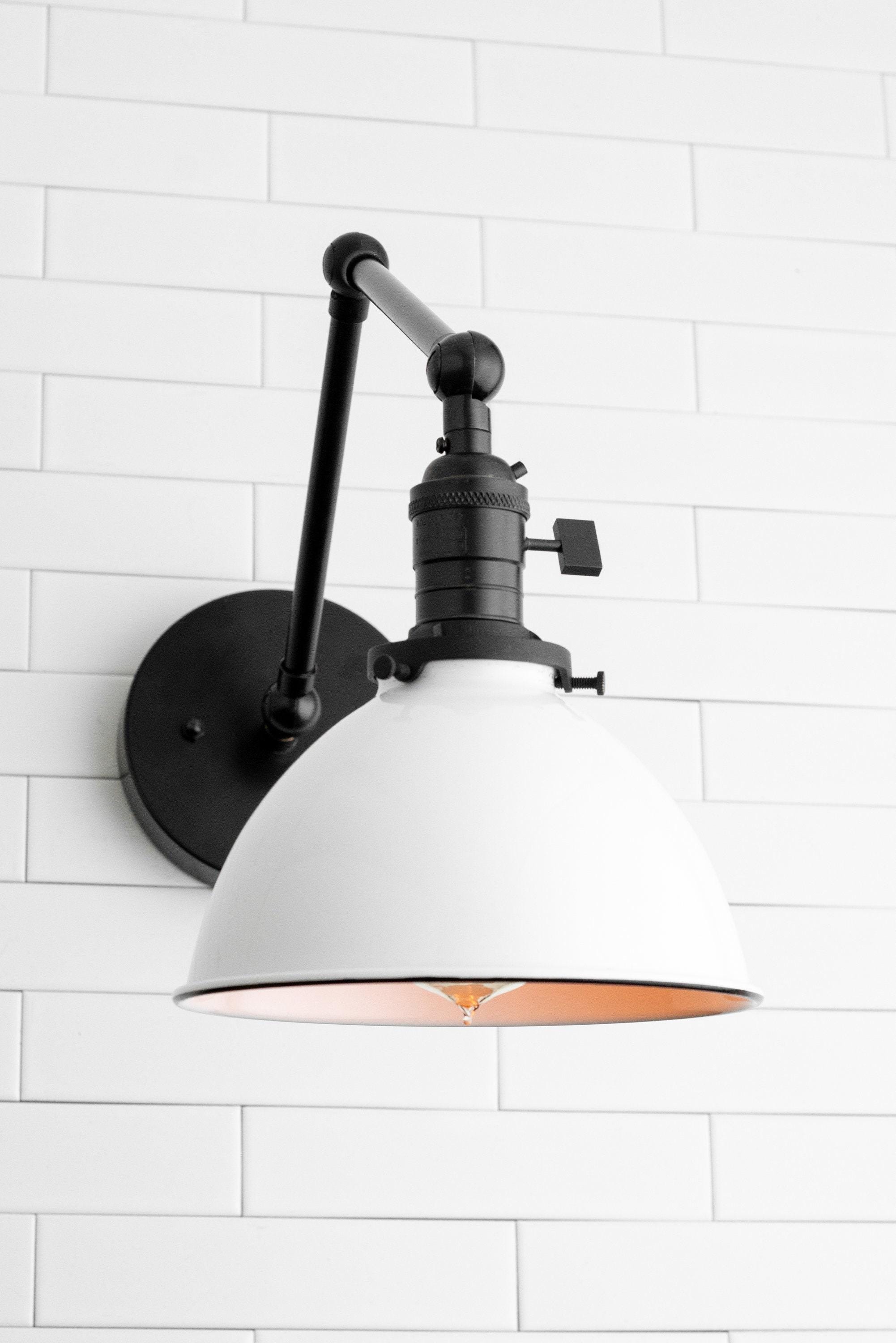 Conique metalen vintage industriële wandlamp met zwenkarm - verstelbare koepelvormige kap voor studie HL1675