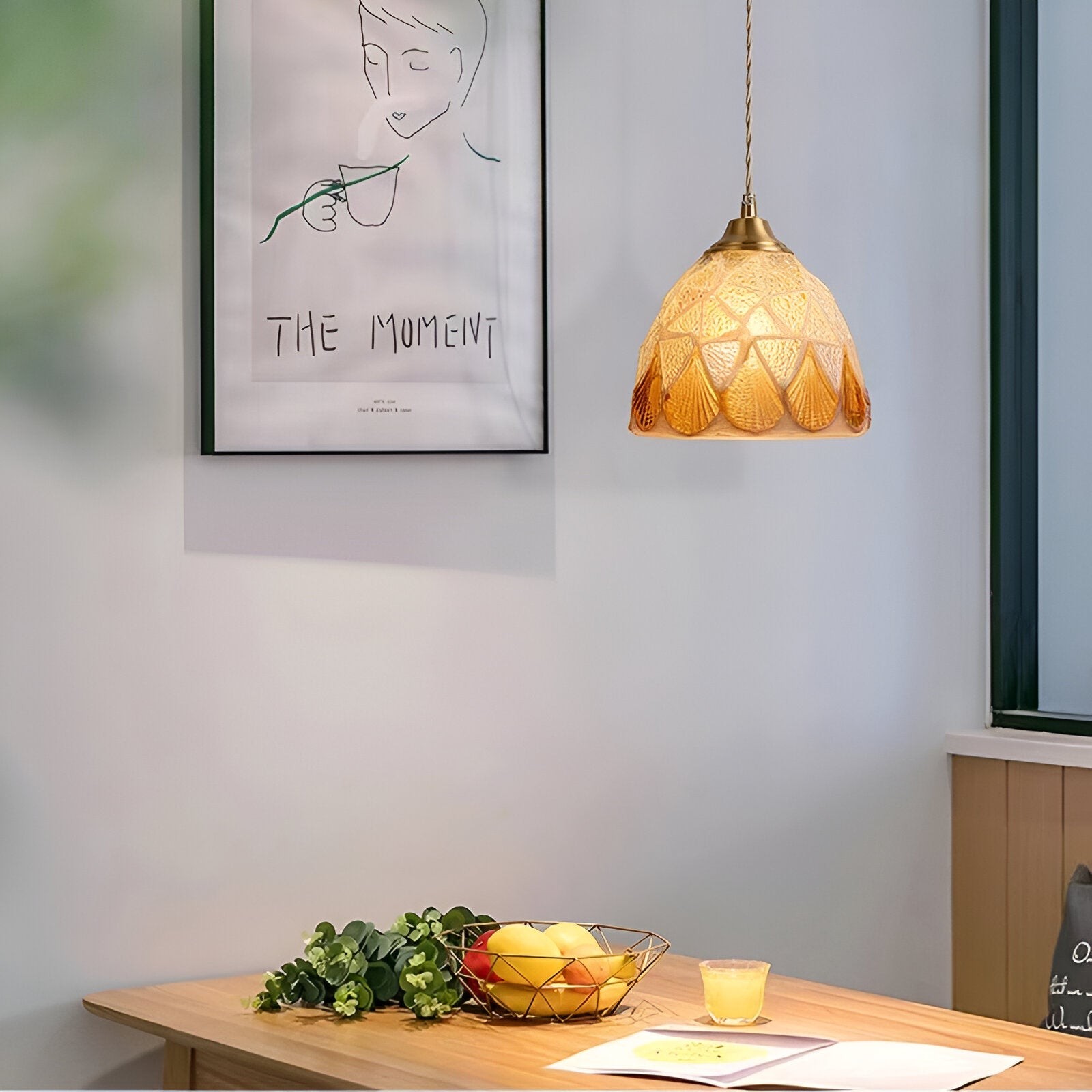 Retro kleurrijke natuurlijke schelp handgemaakte messing hanglamp HL1279