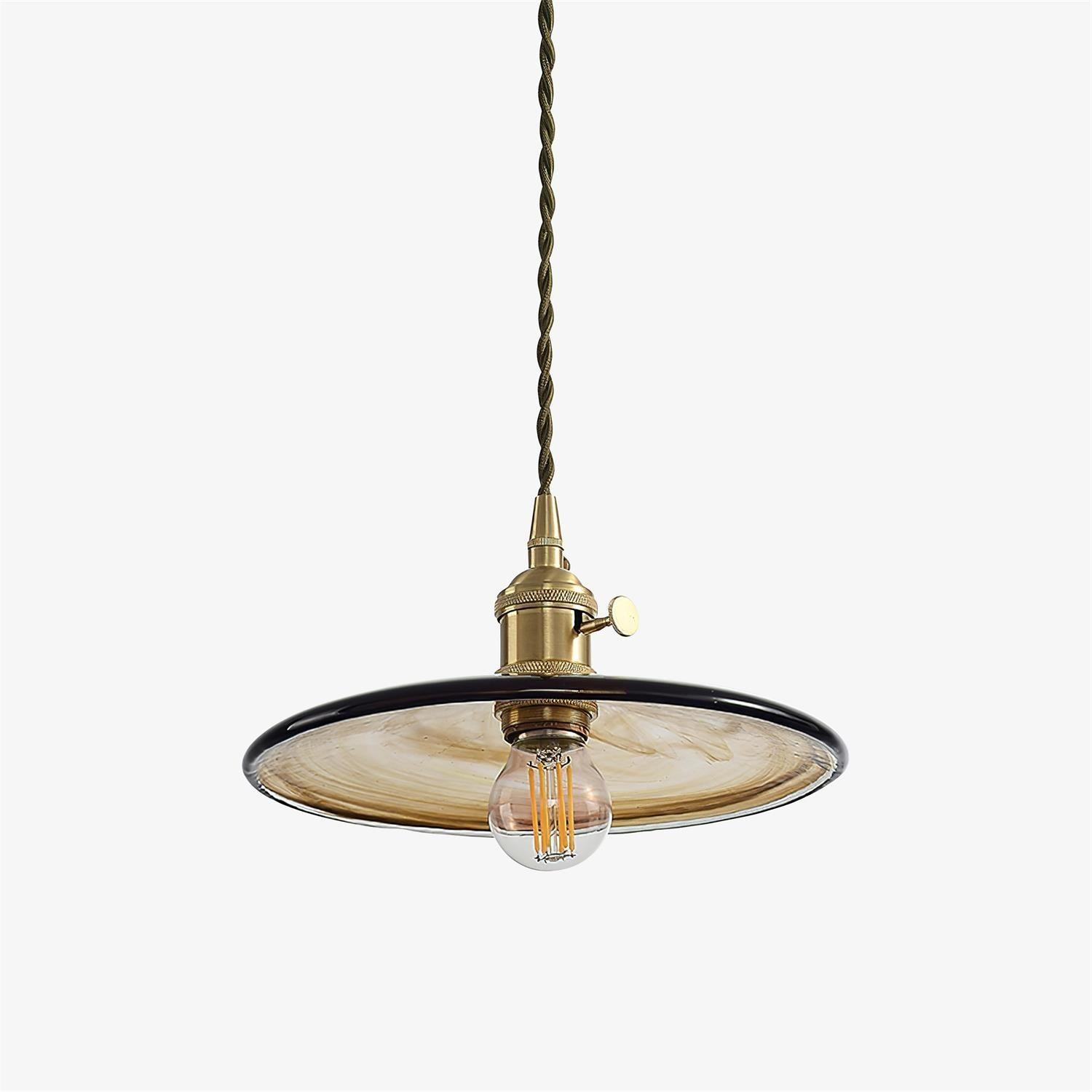 Messing Vintage Helder Glazen Hanglamp HL623