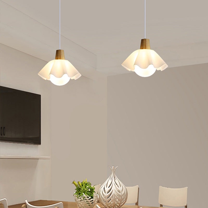 Houten hanglamp met bloemen in Scandinavische stijl HL1246