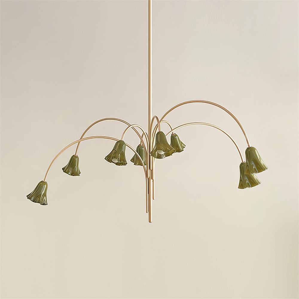 Bellina moderne romantische kroonluchter - botanisch lelie-ontwerp met glazen bloemen HL1642