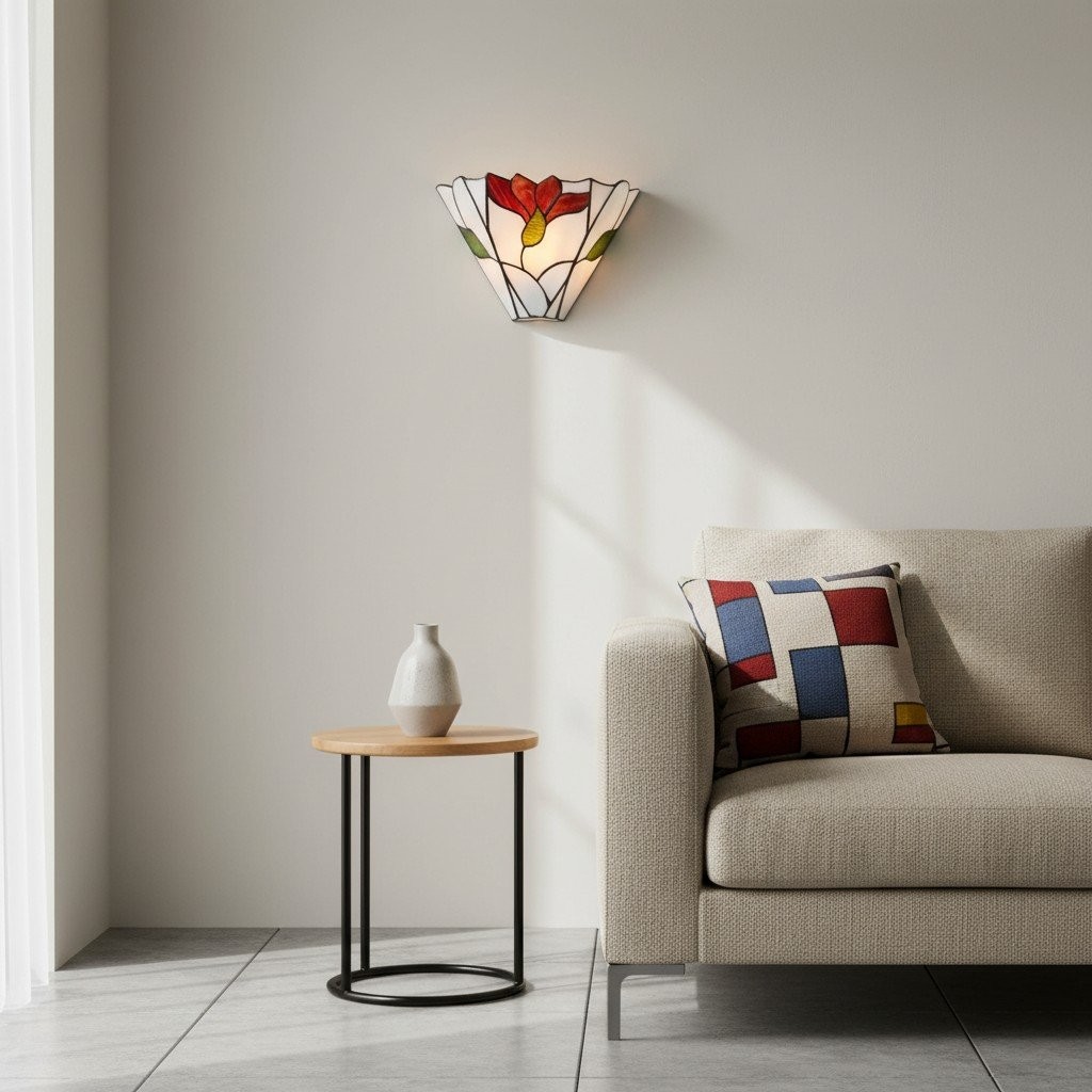 TF Botanica Wandlamp met glas-in-lood bloemenmotief - Wandlamp voor hal en slaapkamer HL2021