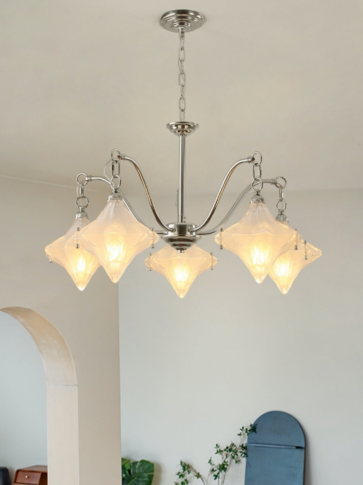 Art Deco Astris Star Kroonluchter - Decoratief armatuur van gematteerd glas voor eetkamer HL1791