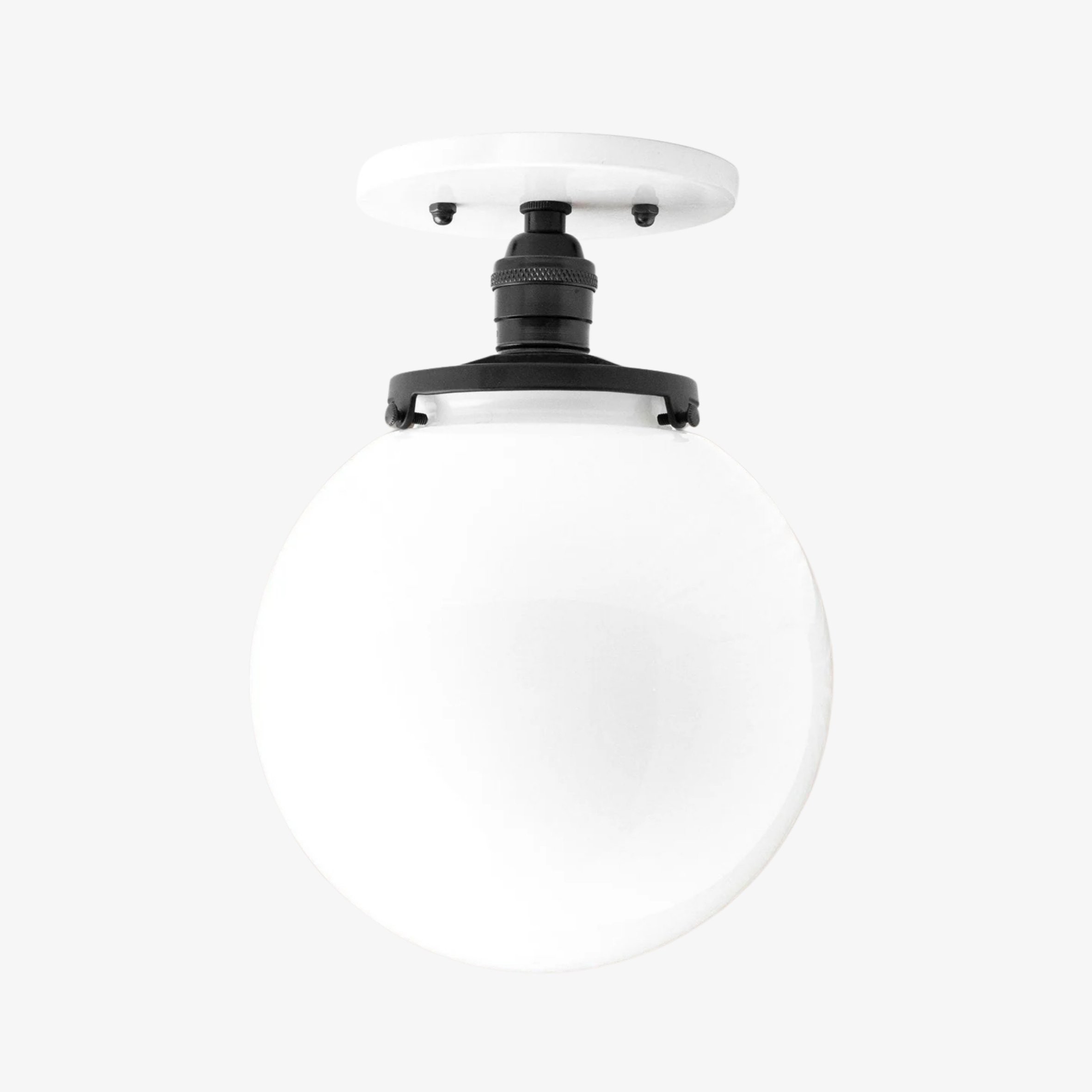 Glorica Glazen Mid Century Semi-Flush Plafondlamp - Witte Opaal Glazen Bol Armatuur HL1730