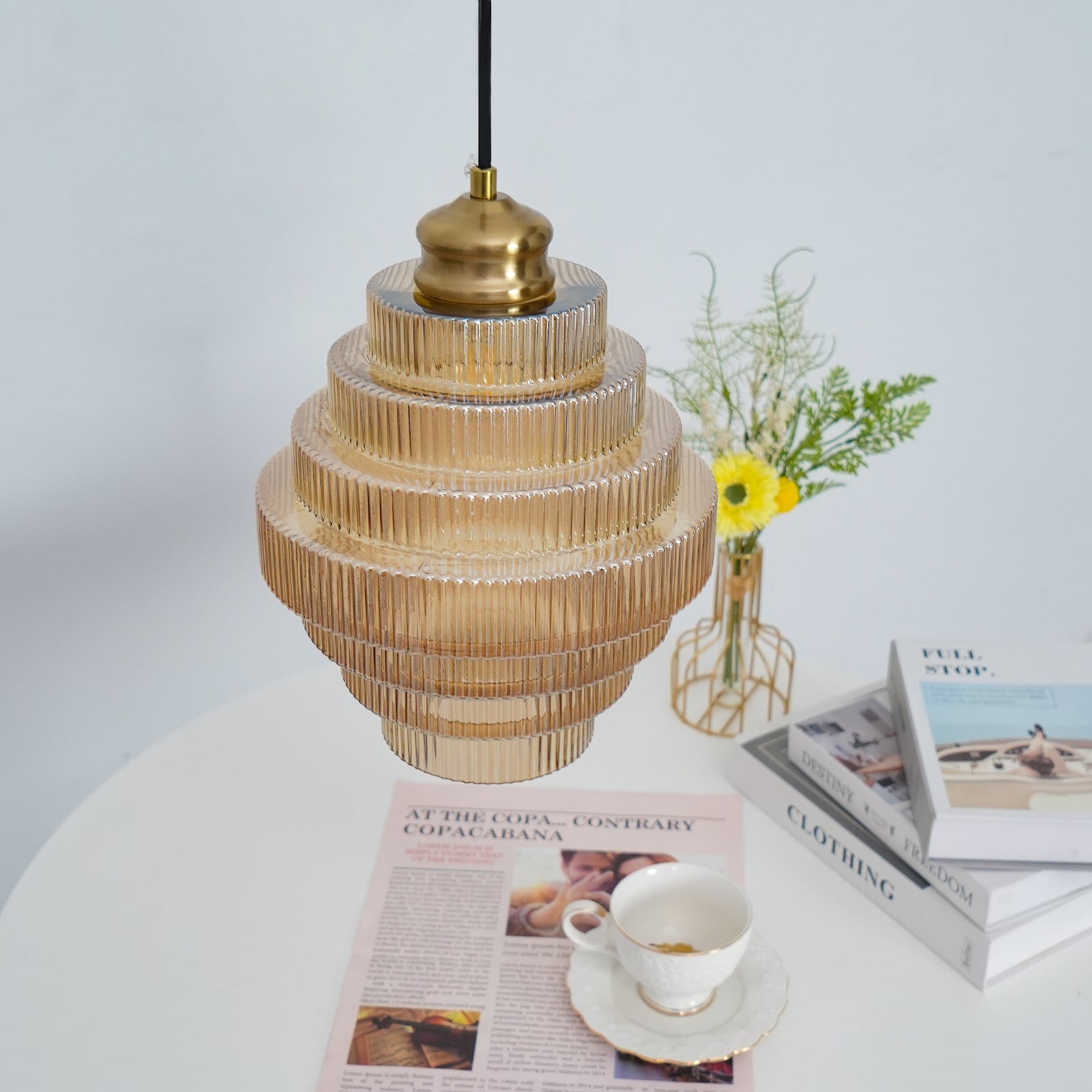 Moderne Creatieve Hanglamp van Geplooid Glas - Flesvormige Hanglamp voor de Eetkamer HL615